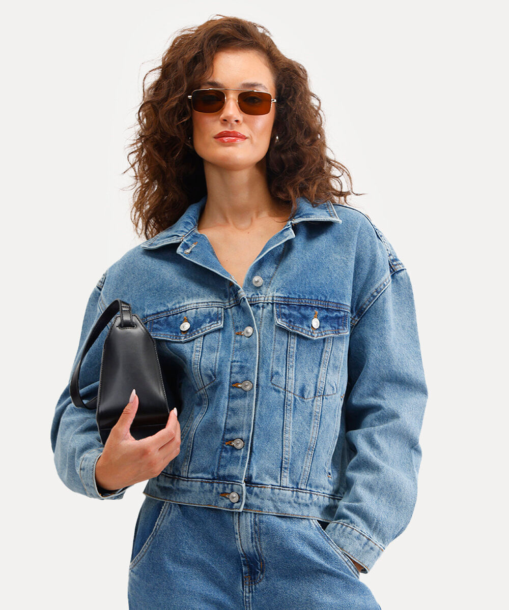 jaqueta jeans feminina azul