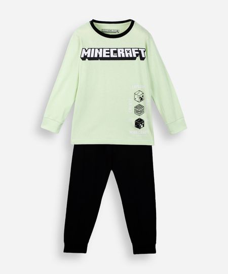 pijama infantil de algodão minecraft verde 8