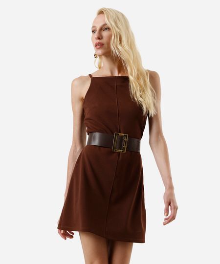 vestido feminino curto alfaiataria marrom GG vestido feminino curto alfaiataria marrom GG