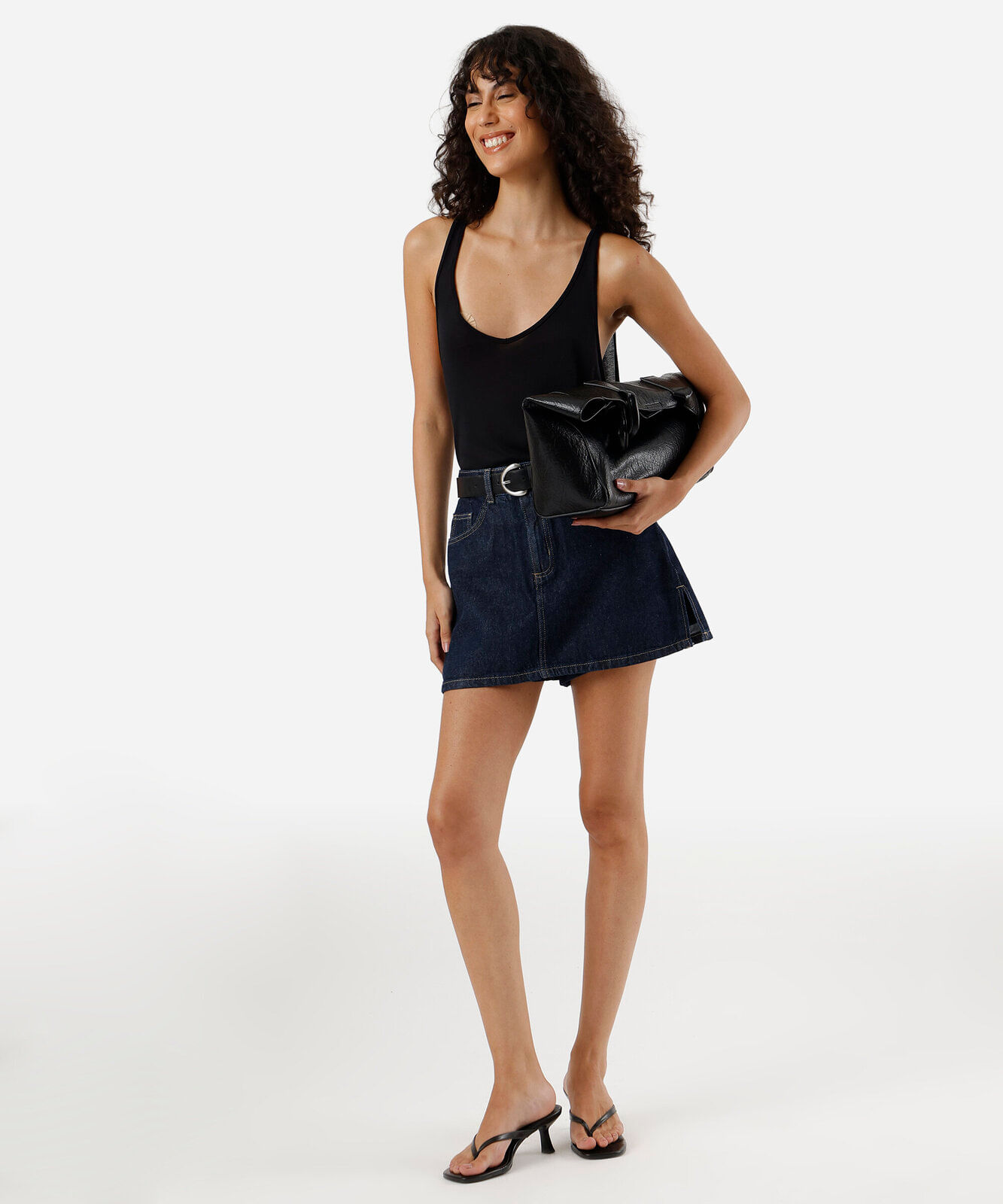 short saia feminino jeans com fendas azul