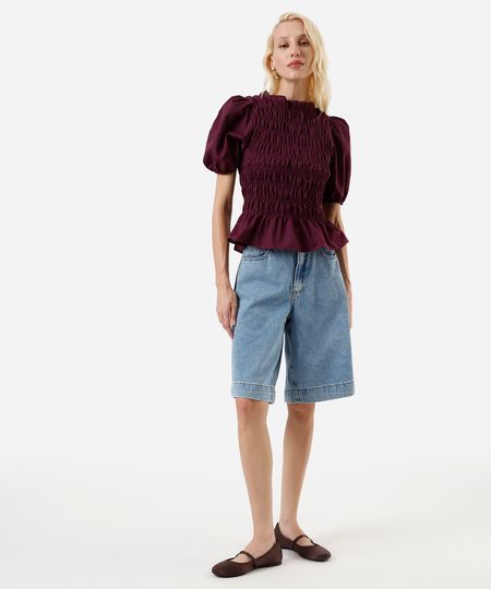 bermuda jorts feminina jeans cintura alta azul 42 bermuda jorts feminina jeans cintura alta azul 42