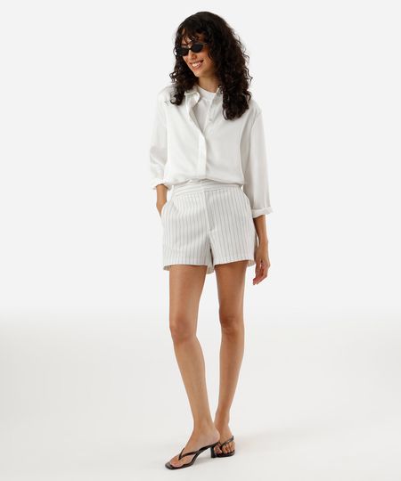 short curto de alfaiataria feminino risca de giz off white 40 short curto de alfaiataria feminino risca de giz off white 40