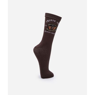 meia masculina cano alto carnaval marrom
