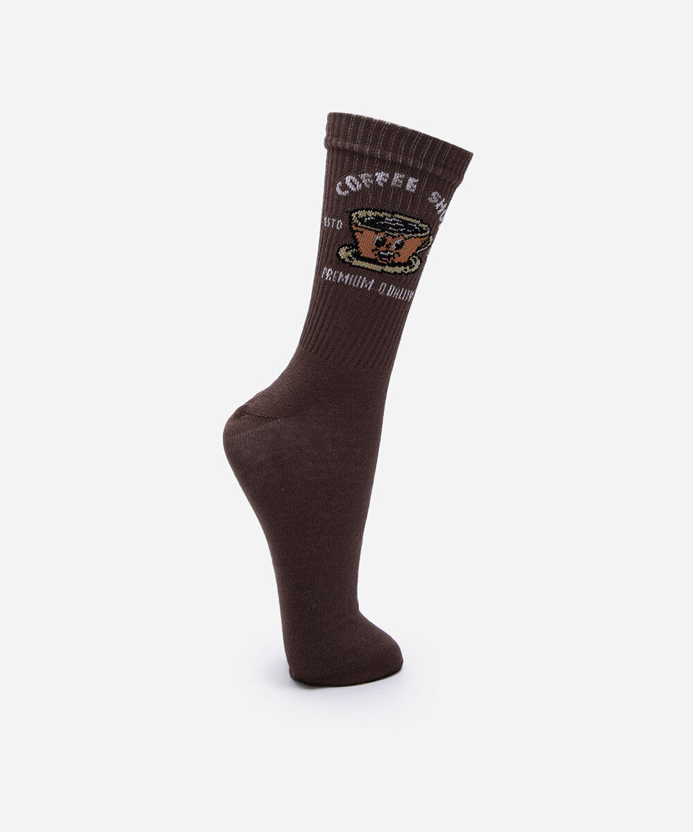 meia masculina cano alto carnaval marrom