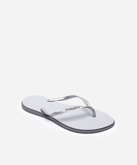 chinelo havaianas feminino slim point cinza 33-34