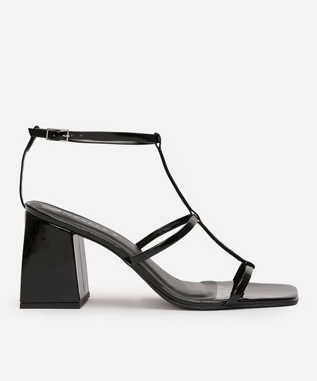 sandália tira fina salto médio vernizada oneself 38