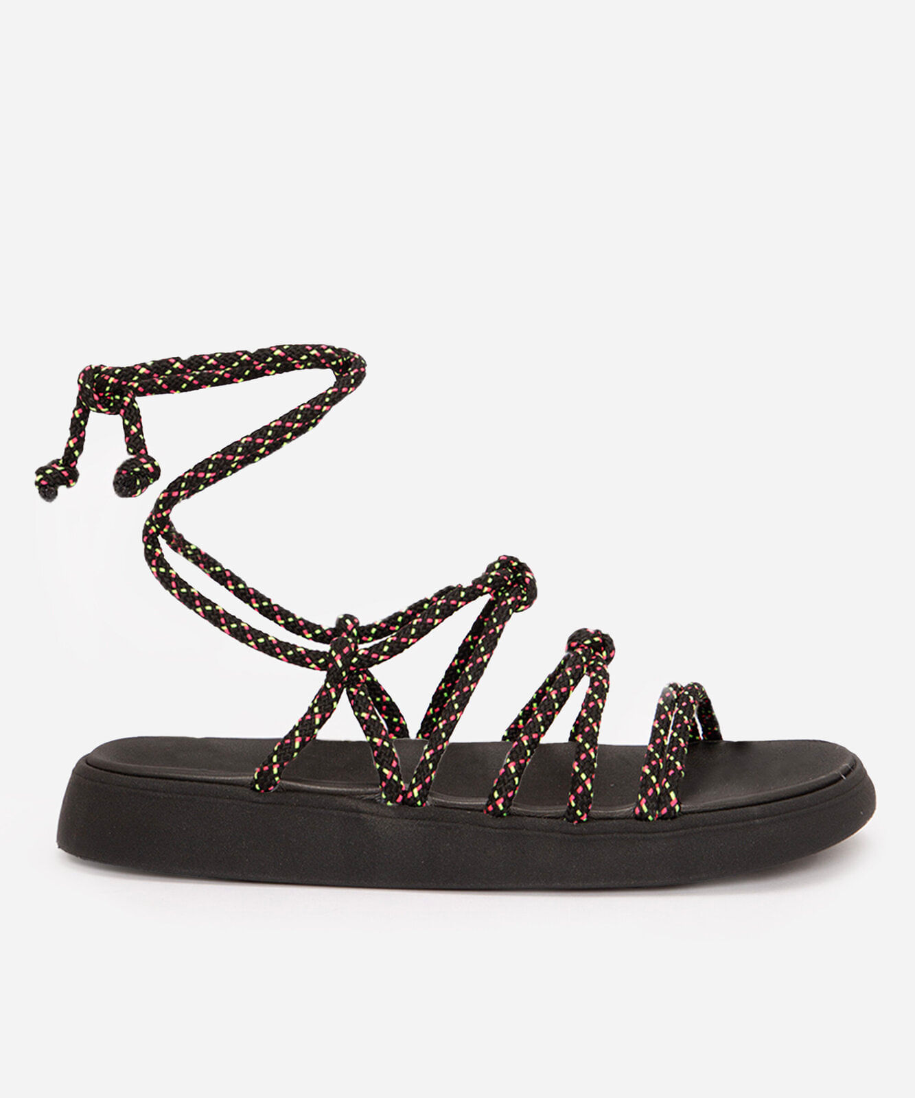 sandália flatform cordas moleca preto