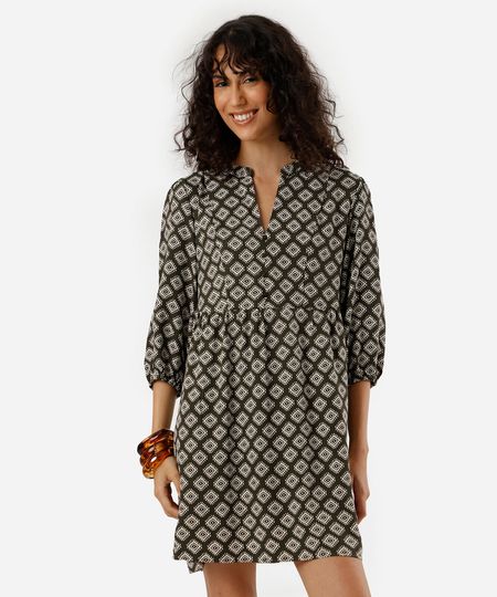 vestido curto feminino de viscose étnico verde M