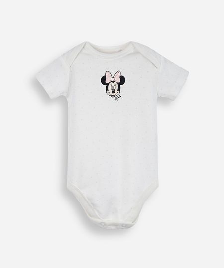 body infantil de algodão poá minnie off white 9-12