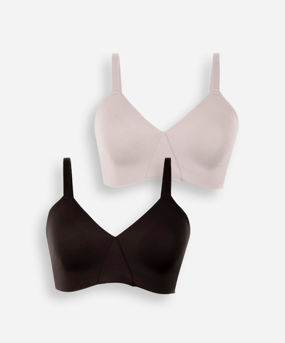 kit de 2 sutiãs feminino moldado de poliamida delrio colorido