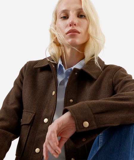 jaqueta feminina texturizada marrom P jaqueta feminina texturizada marrom P