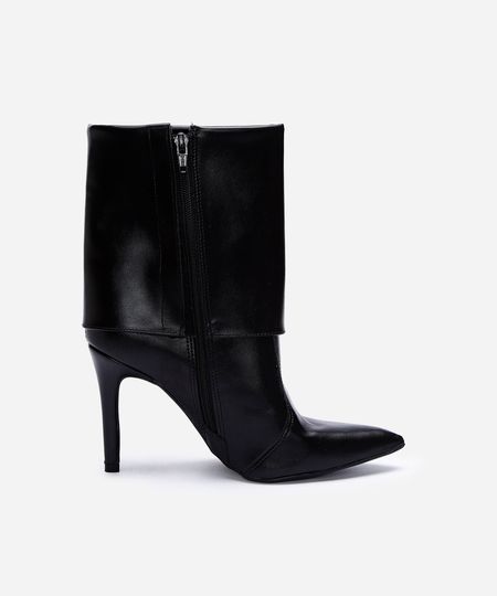 bota cano médio bico fino salto alto preta 36