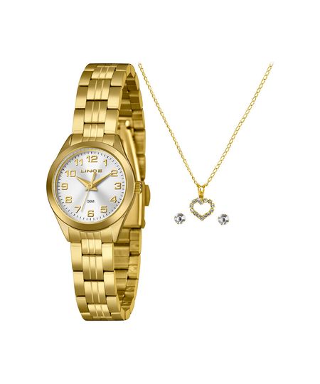 kit relógio feminino lince analógico lrgh267l25 kaf3s2kx dourado UNICO