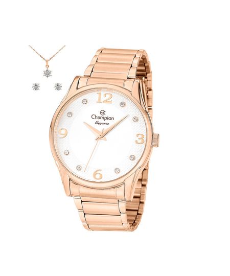 kit relógio feminino champion analógico cn26215e rosa UNICO kit relógio feminino champion analógico cn26215e rosa UNICO