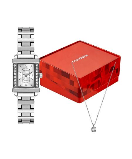 kit relógio feminino mondaine analógico 99841l0mvnm2kc prateado UNICO