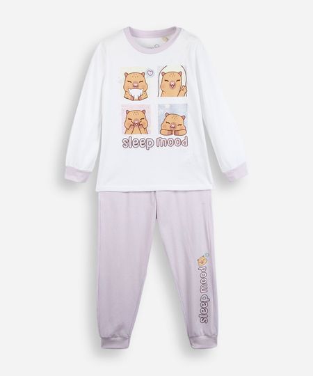 pijama infantil longo de algodão capivara off white 4 pijama infantil longo de algodão capivara off white 4