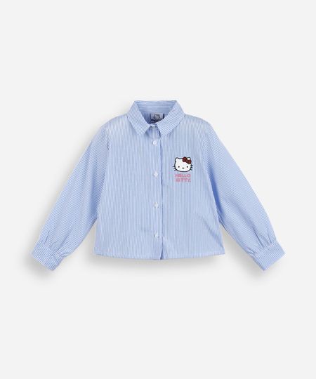 camisa feminina manga longa listrada hello kitty azul 6