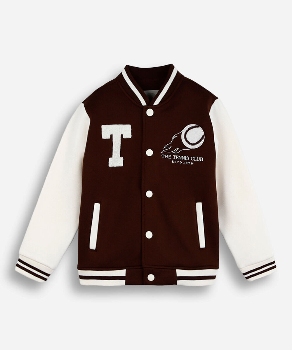 Vista 2 jaqueta bomber infantil de moletom tennis club C&A Marrom C&A Marrom