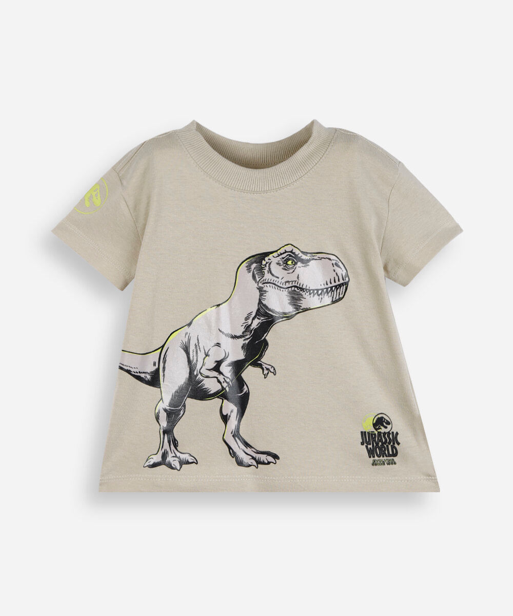 Vista 2 camiseta infantil jurassic bege C&A Areia C&A Areia