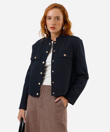 casaco feminino texturizado azul P