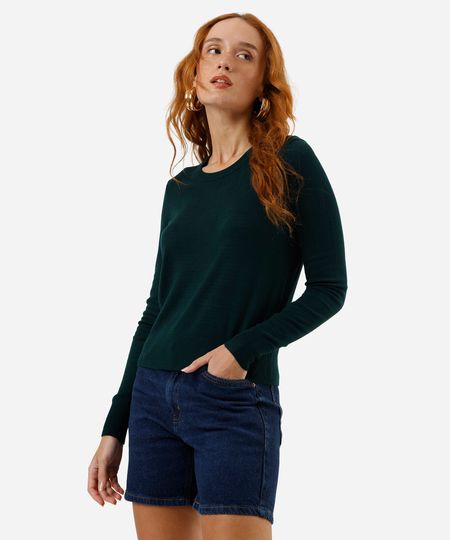 suéter feminino em tricot verde PP suéter feminino em tricot verde PP