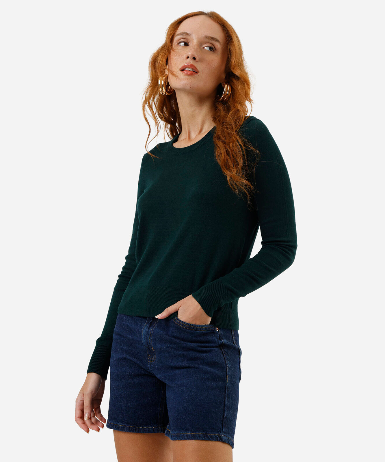 suéter feminino em tricot verde