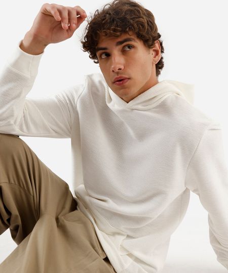 camiseta masculina manga longa com capuz canelada off white G camiseta masculina manga longa com capuz canelada off white G