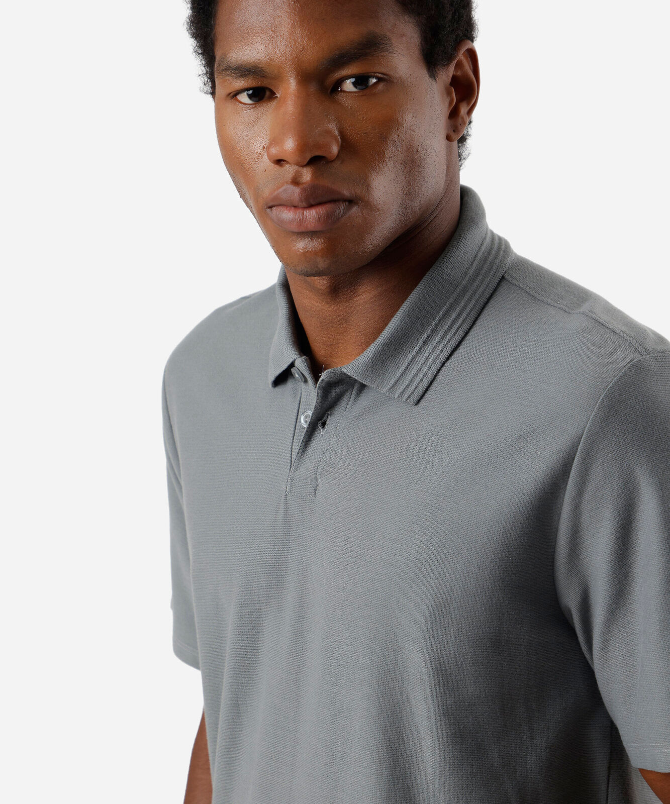 polo masculina de algodão manga curta cinza