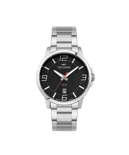 relógio masculino technos analógico calendário 2315lba 1p prateado UNICO