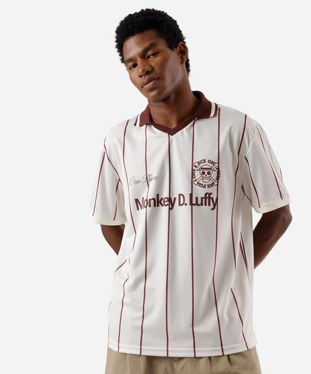 camiseta masculina com gola one piece listrada off white P camiseta masculina com gola one piece listrada off white P