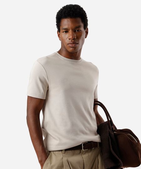 camiseta masculina de algodão peruano slim fit cinza P