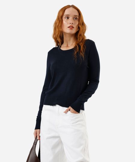 suéter feminino em tricot azul PP suéter feminino em tricot azul PP