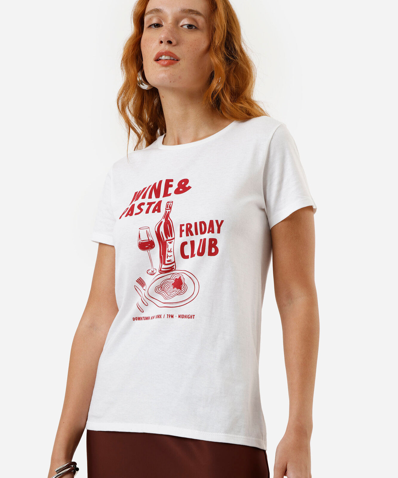 camiseta feminina wine pasta off white