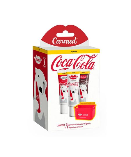kit carmed coca cola com 3 hidratantes labiais 10g e brinde UNICO kit carmed coca cola com 3 hidratantes labiais 10g e brinde UNICO