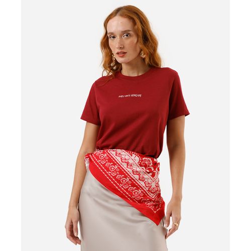 camiseta de algodão feminina meu país sergipe vinho