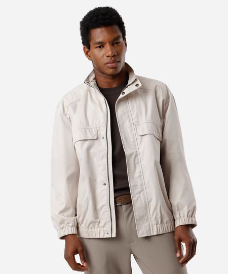 jaqueta masculina de sarja gola alta cinza P