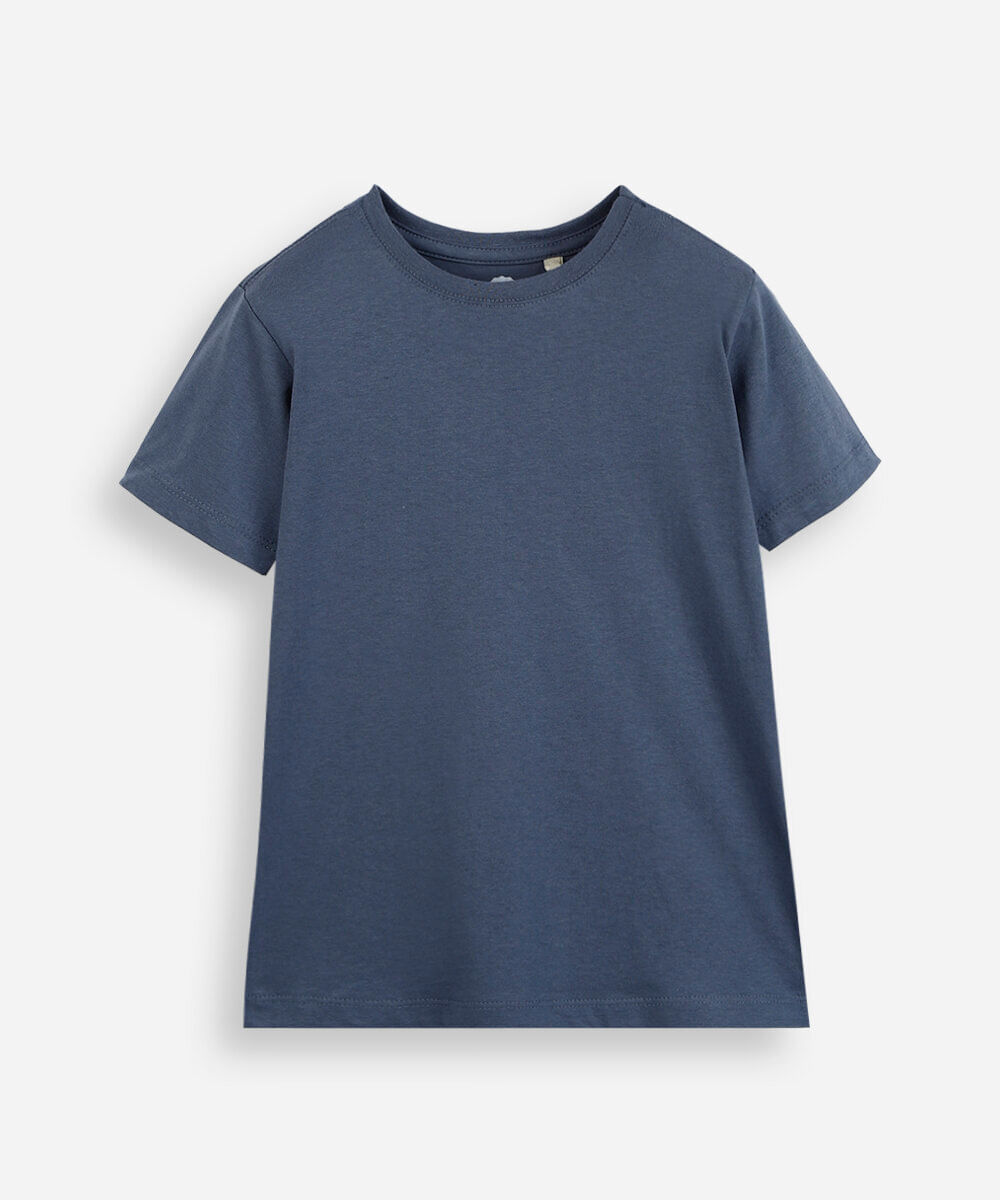 camiseta de algodão infantil manga curta básica azul