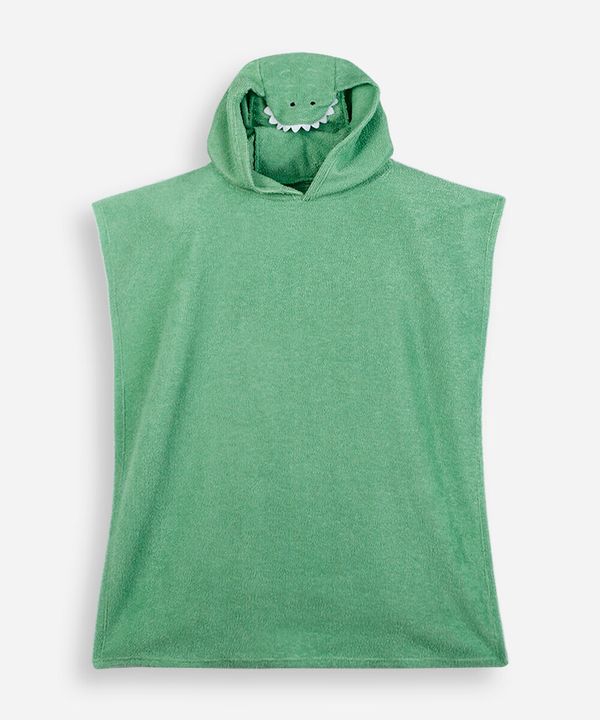poncho infantil com capuz jacaré verde UNICO