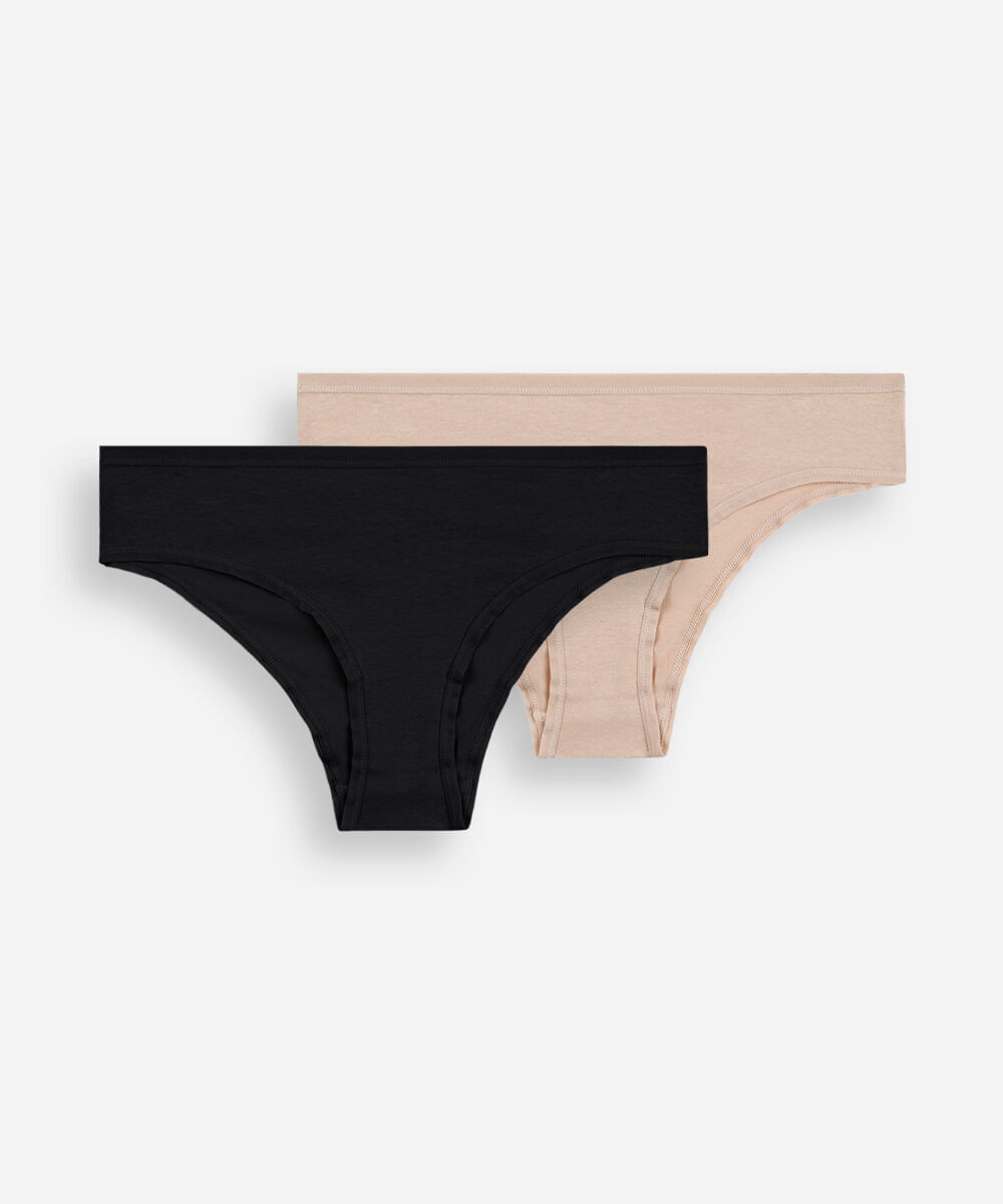 Vista 2 kit de 2 calcinhas biquíni feminino de algodão colorido C&A SORTIDO (KIT) C&A SORTIDO (KIT)