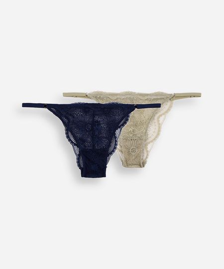 kit de 2 calcinhas biquíni feminina de renda floral colorido M kit de 2 calcinhas biquíni feminina de renda floral colorido M
