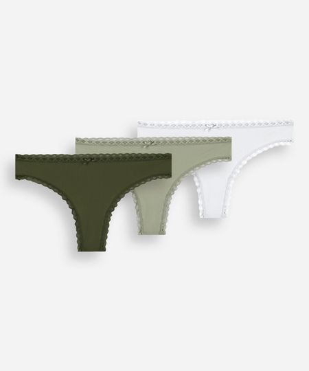 kit de 3 calcinhas fio dental feminina com renda colorido M kit de 3 calcinhas fio dental feminina com renda colorido M