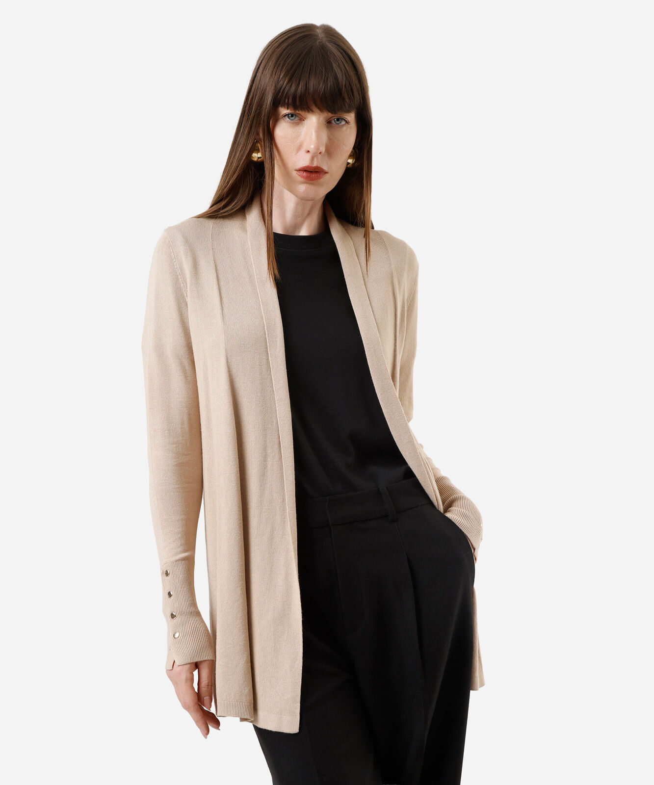cardigan feminino de tricot bege
