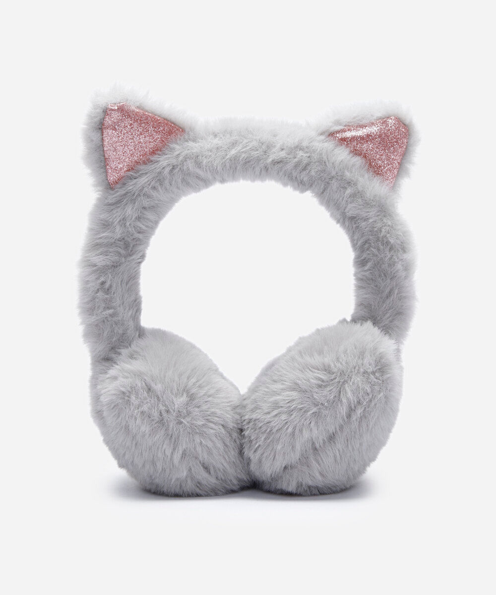 protetor de orelha infantil gatinha cinza