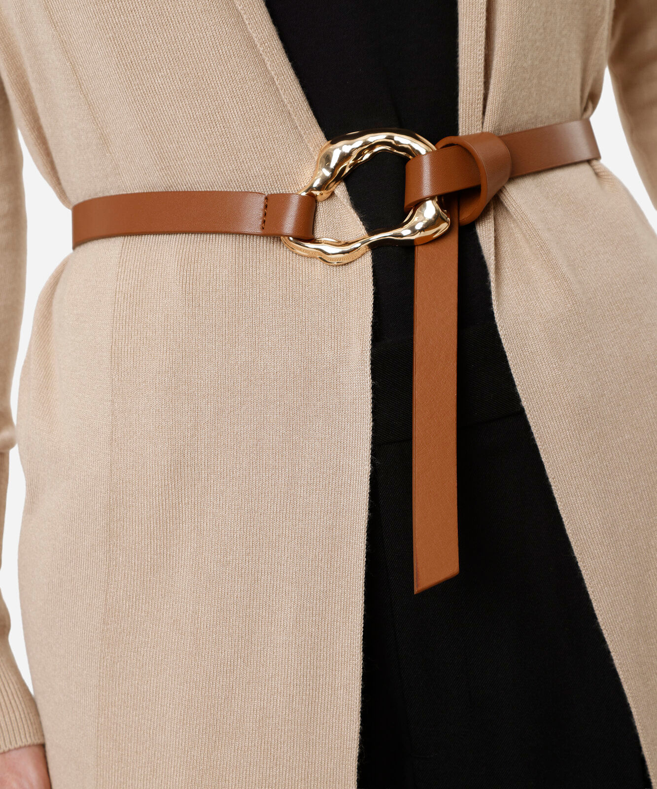 cinto de amarração com fivela orgânica marrom