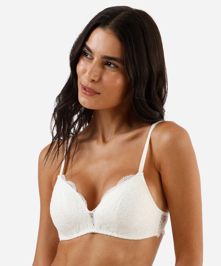sutiã triângulo com bojo renda off white 46 sutiã triângulo com bojo renda off white 46
