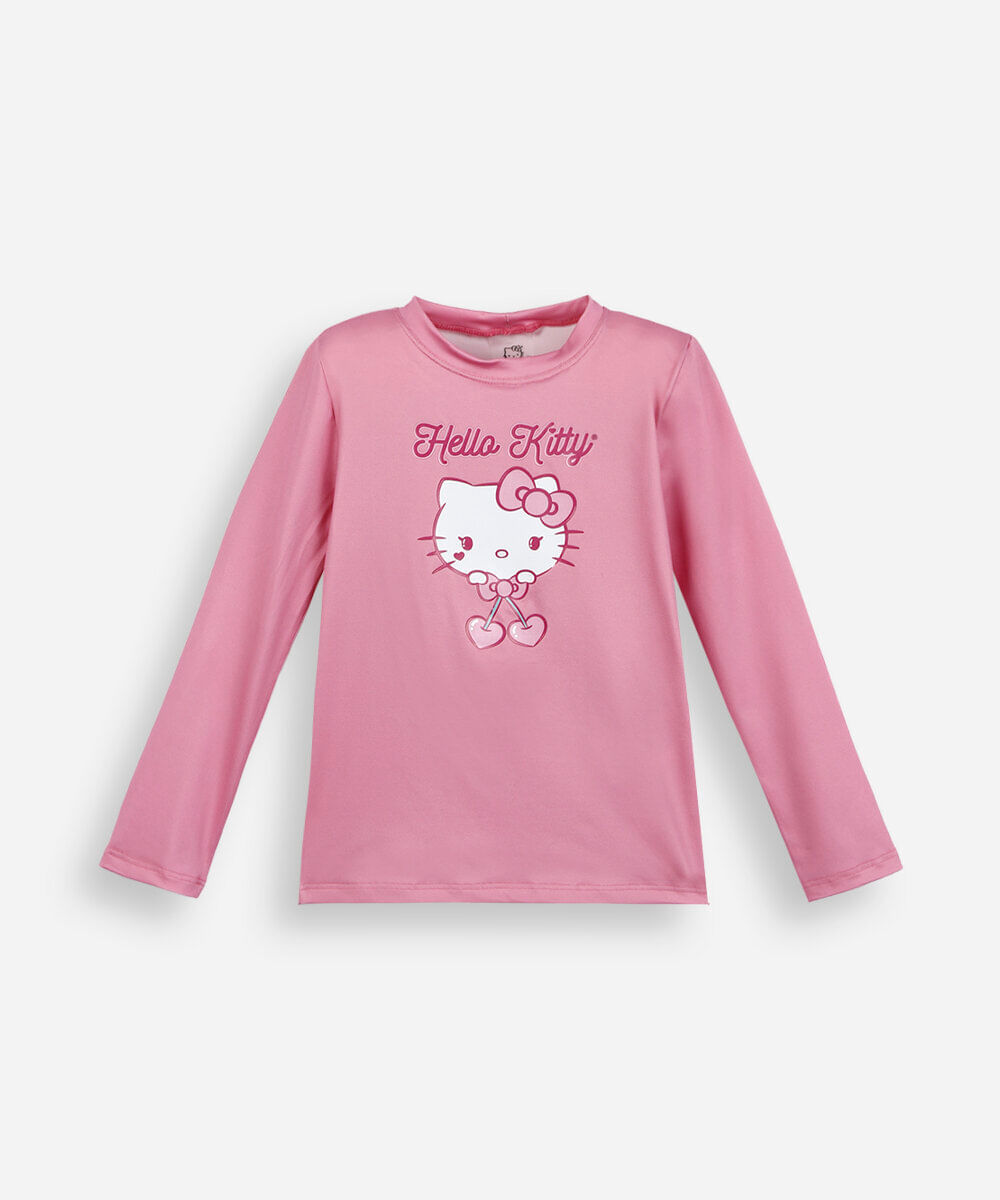 camiseta infantil uv hello kitty rosa