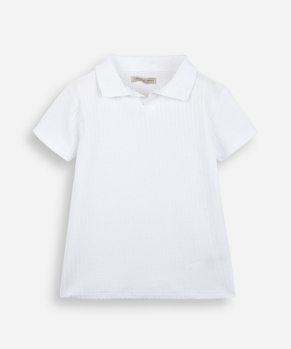 camiseta infantil polo tricot off white