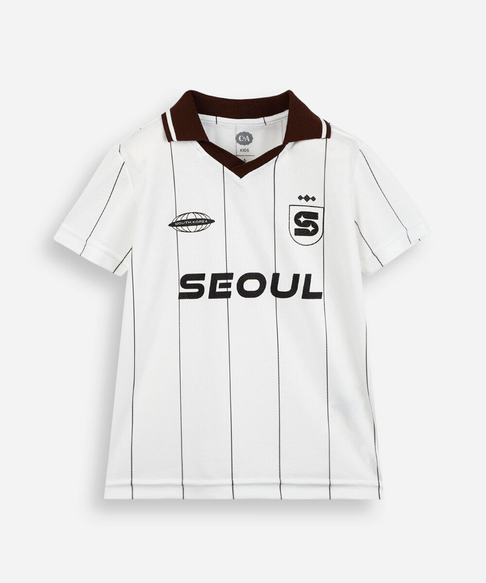 camiseta infantil esportiva listrada off white