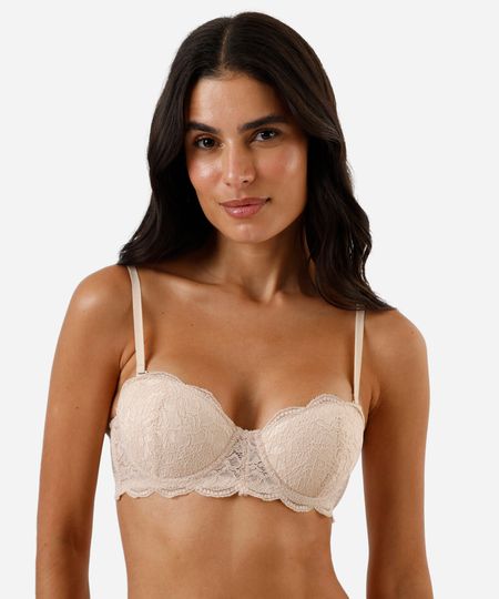 sutiã meia taça com alça removíveis e renda bege 40 sutiã meia taça com alça removíveis e renda bege 40