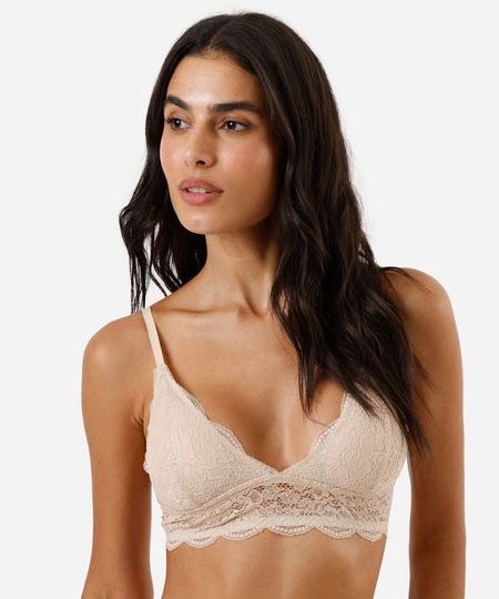 sutiã triângulo feminino de renda bege 42 sutiã triângulo feminino de renda bege 42